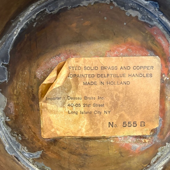 VTG Dessau Brass & Copper Coal Scuttle Bucket Lions Head Motifs Delft Handles - Picture 10 of 10